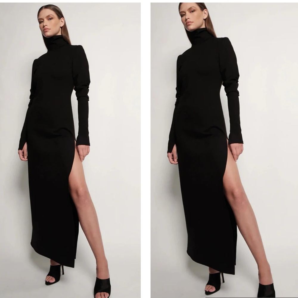 NWT NONchalant Label Declan Turtleneck Midi Dress In Black Size Large.